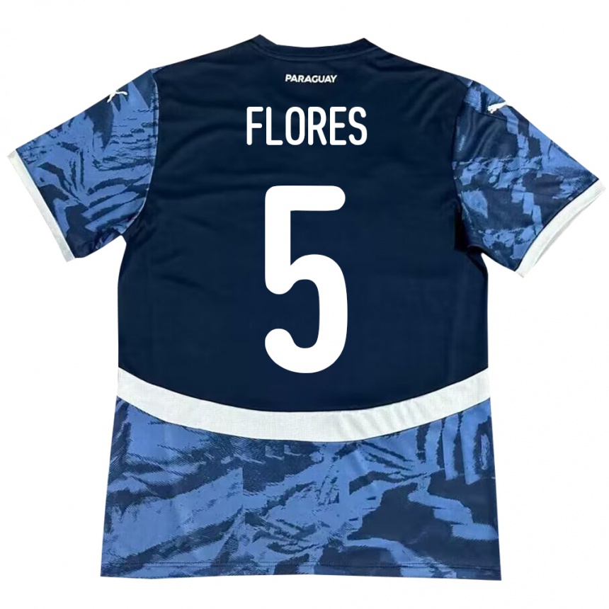 Gyermek Labdarúgás Paraguay Gilberto Flores #5 Kék Idegenbeli Jersey 24-26 Mez Póló Ing