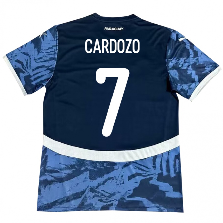 Gyermek Labdarúgás Paraguay Fernando Cardozo #7 Kék Idegenbeli Jersey 24-26 Mez Póló Ing