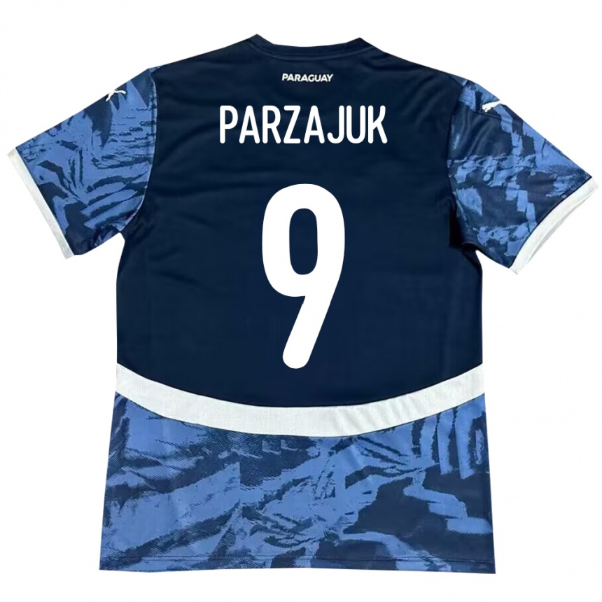 Gyermek Labdarúgás Paraguay Kevin Parzajuk #9 Kék Idegenbeli Jersey 24-26 Mez Póló Ing