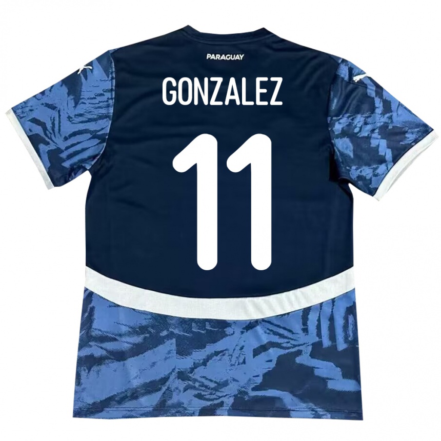 Gyermek Labdarúgás Paraguay Enso González #11 Kék Idegenbeli Jersey 24-26 Mez Póló Ing