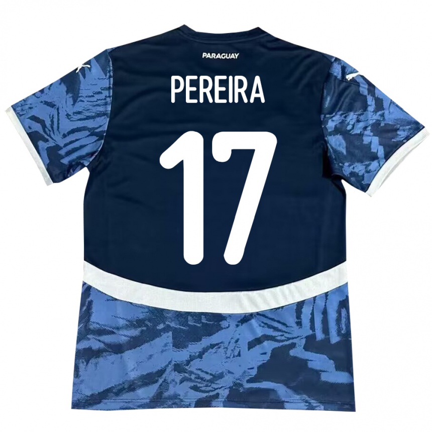 Gyermek Labdarúgás Paraguay Kevin Pereira #17 Kék Idegenbeli Jersey 24-26 Mez Póló Ing