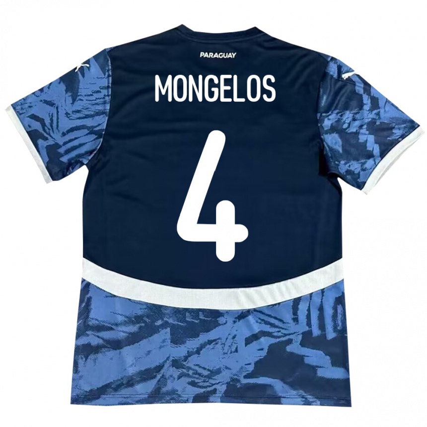 Gyermek Labdarúgás Paraguay Rolando Mongelós #4 Kék Idegenbeli Jersey 24-26 Mez Póló Ing