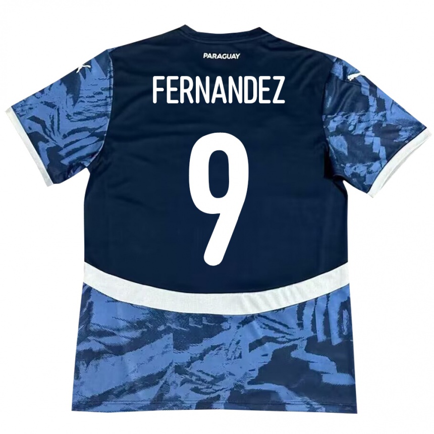 Gyermek Labdarúgás Paraguay David Fernández #9 Kék Idegenbeli Jersey 24-26 Mez Póló Ing