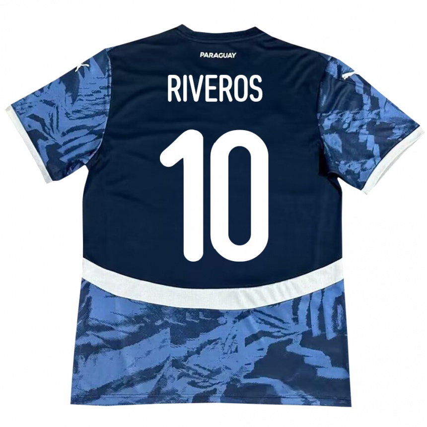 Gyermek Labdarúgás Paraguay Paulo Riveros #10 Kék Idegenbeli Jersey 24-26 Mez Póló Ing