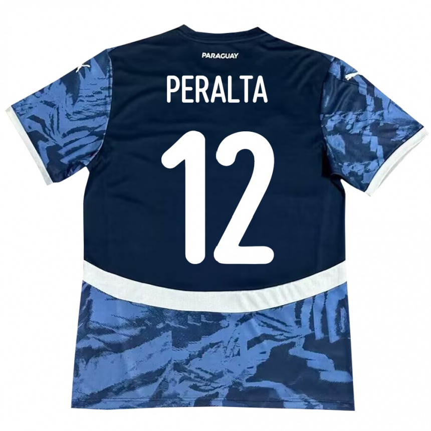 Gyermek Labdarúgás Paraguay Jesús Peralta #12 Kék Idegenbeli Jersey 24-26 Mez Póló Ing