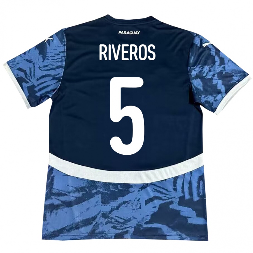 Gyermek Labdarúgás Paraguay Verónica Riveros #5 Kék Idegenbeli Jersey 24-26 Mez Póló Ing