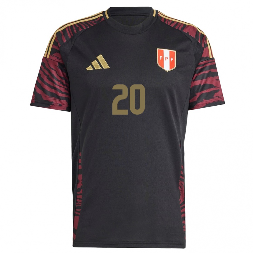 Gyermek Labdarúgás Peru Edison Flores #20 Fekete Idegenbeli Jersey 24-26 Mez Póló Ing