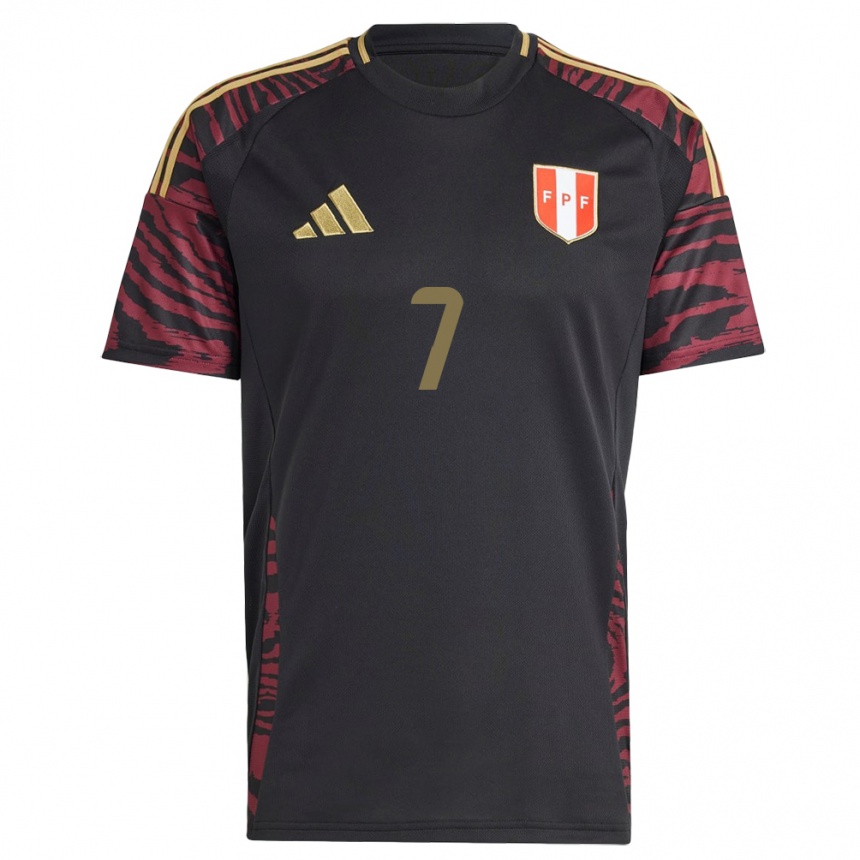 Gyermek Labdarúgás Peru Andy Polo #7 Fekete Idegenbeli Jersey 24-26 Mez Póló Ing