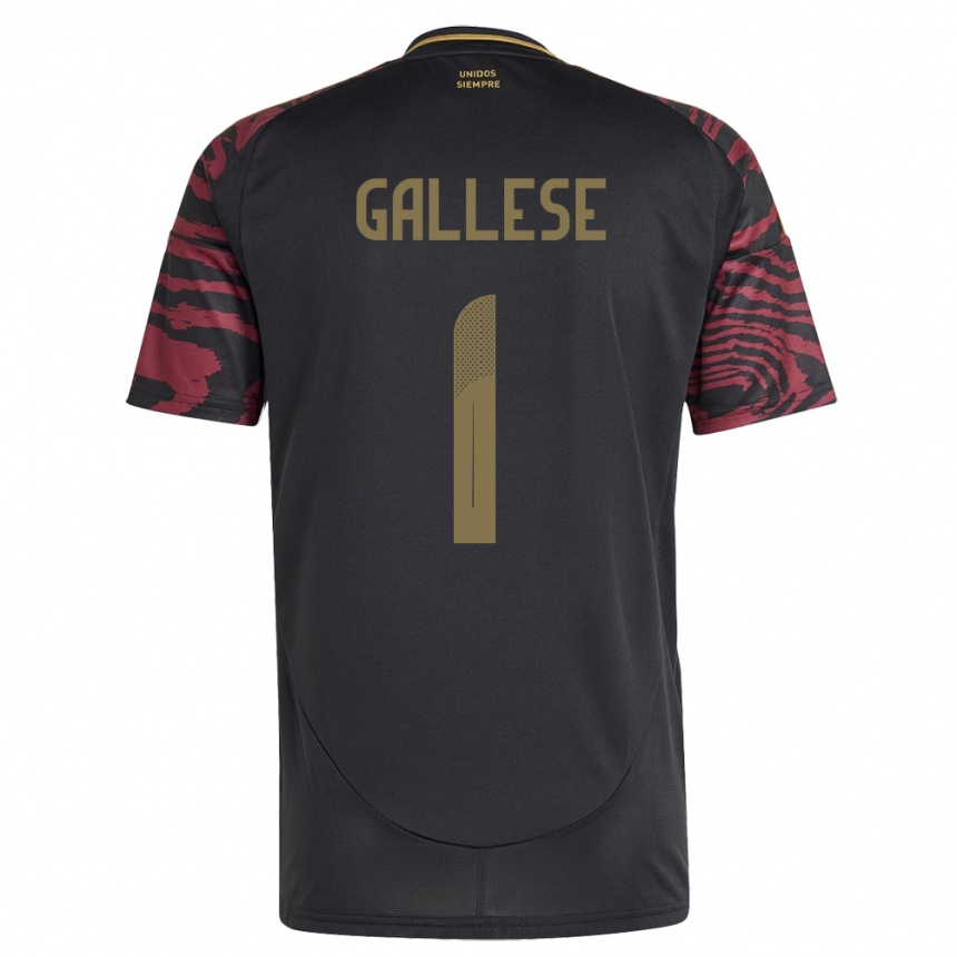 Gyermek Labdarúgás Peru Pedro Gallese #1 Fekete Idegenbeli Jersey 24-26 Mez Póló Ing