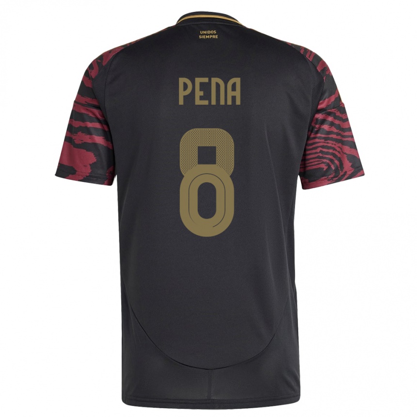 Gyermek Labdarúgás Peru Sergio Peña #8 Fekete Idegenbeli Jersey 24-26 Mez Póló Ing