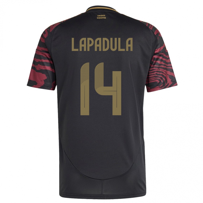 Gyermek Labdarúgás Peru Gianluca Lapadula #14 Fekete Idegenbeli Jersey 24-26 Mez Póló Ing