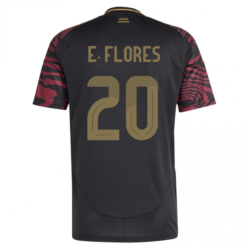 Gyermek Labdarúgás Peru Edison Flores #20 Fekete Idegenbeli Jersey 24-26 Mez Póló Ing