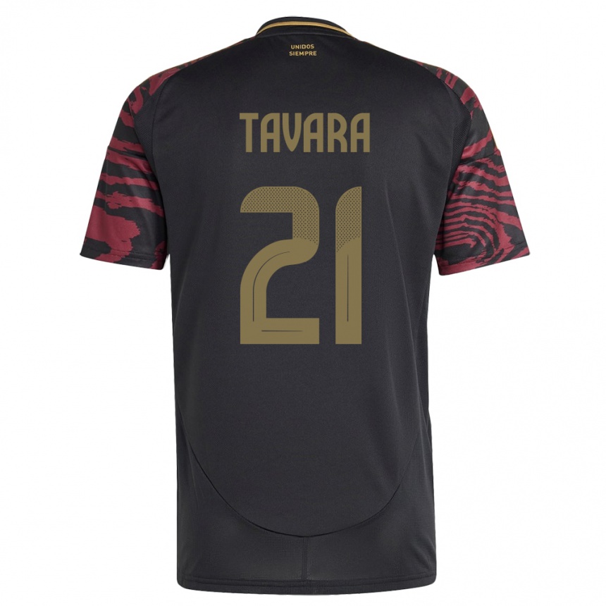 Gyermek Labdarúgás Peru Martín Távara #21 Fekete Idegenbeli Jersey 24-26 Mez Póló Ing