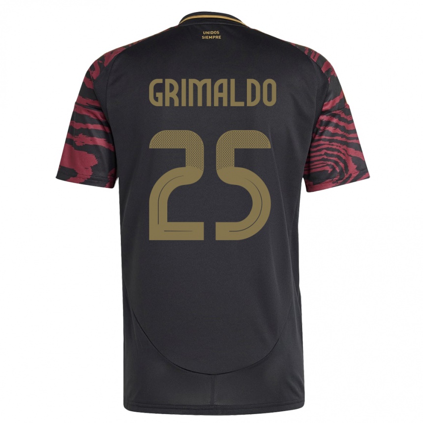 Gyermek Labdarúgás Peru Joao Grimaldo #25 Fekete Idegenbeli Jersey 24-26 Mez Póló Ing