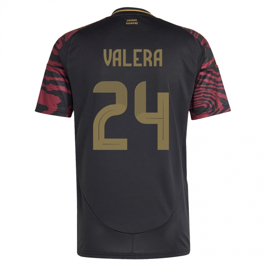 Gyermek Labdarúgás Peru Álex Valera #24 Fekete Idegenbeli Jersey 24-26 Mez Póló Ing