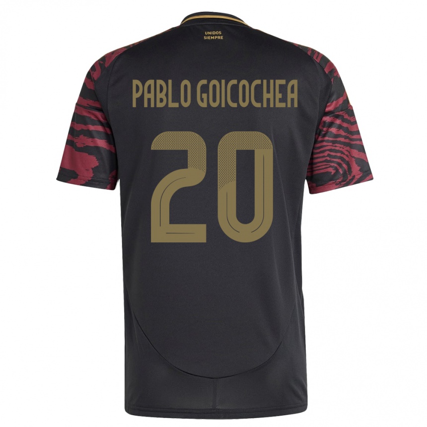 Gyermek Labdarúgás Peru Juan Pablo Goicochea #20 Fekete Idegenbeli Jersey 24-26 Mez Póló Ing