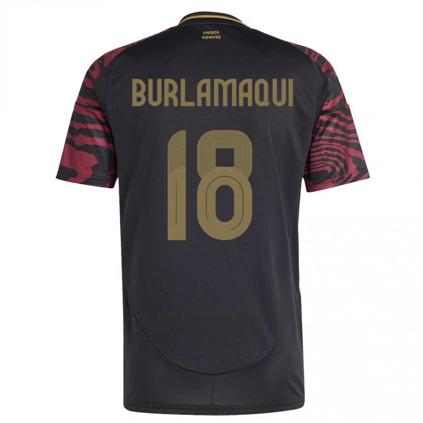 Gyermek Labdarúgás Peru Alessandro Burlamaqui #18 Fekete Idegenbeli Jersey 24-26 Mez Póló Ing