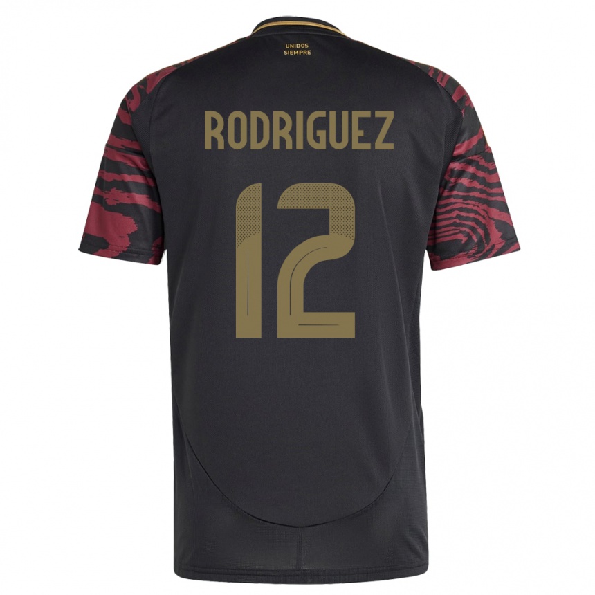 Gyermek Labdarúgás Peru Jhefferson Rodríguez #12 Fekete Idegenbeli Jersey 24-26 Mez Póló Ing