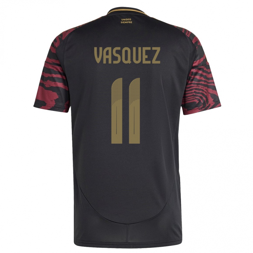 Gyermek Labdarúgás Peru Diether Vásquez #11 Fekete Idegenbeli Jersey 24-26 Mez Póló Ing