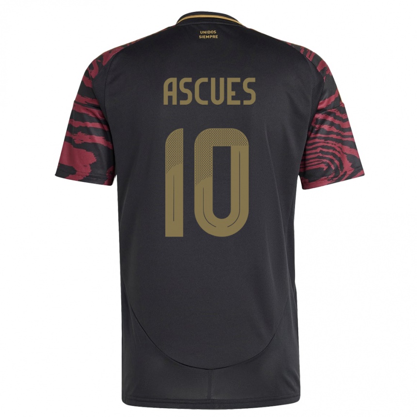 Gyermek Labdarúgás Peru Adrián Ascues #10 Fekete Idegenbeli Jersey 24-26 Mez Póló Ing