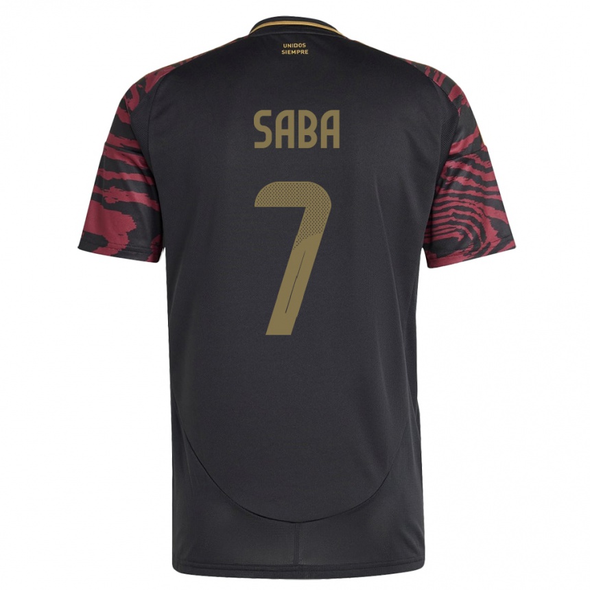 Gyermek Labdarúgás Peru Emilio Saba #7 Fekete Idegenbeli Jersey 24-26 Mez Póló Ing