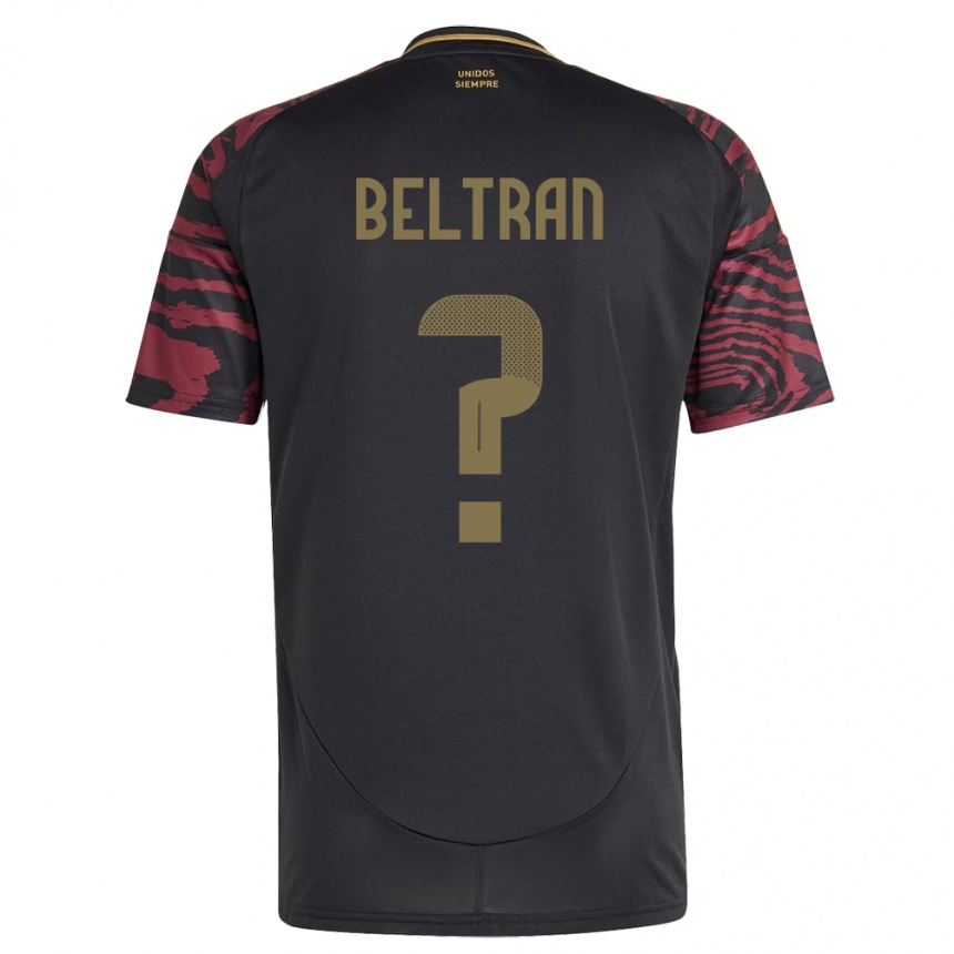 Gyermek Labdarúgás Peru Adrián Beltrán #0 Fekete Idegenbeli Jersey 24-26 Mez Póló Ing