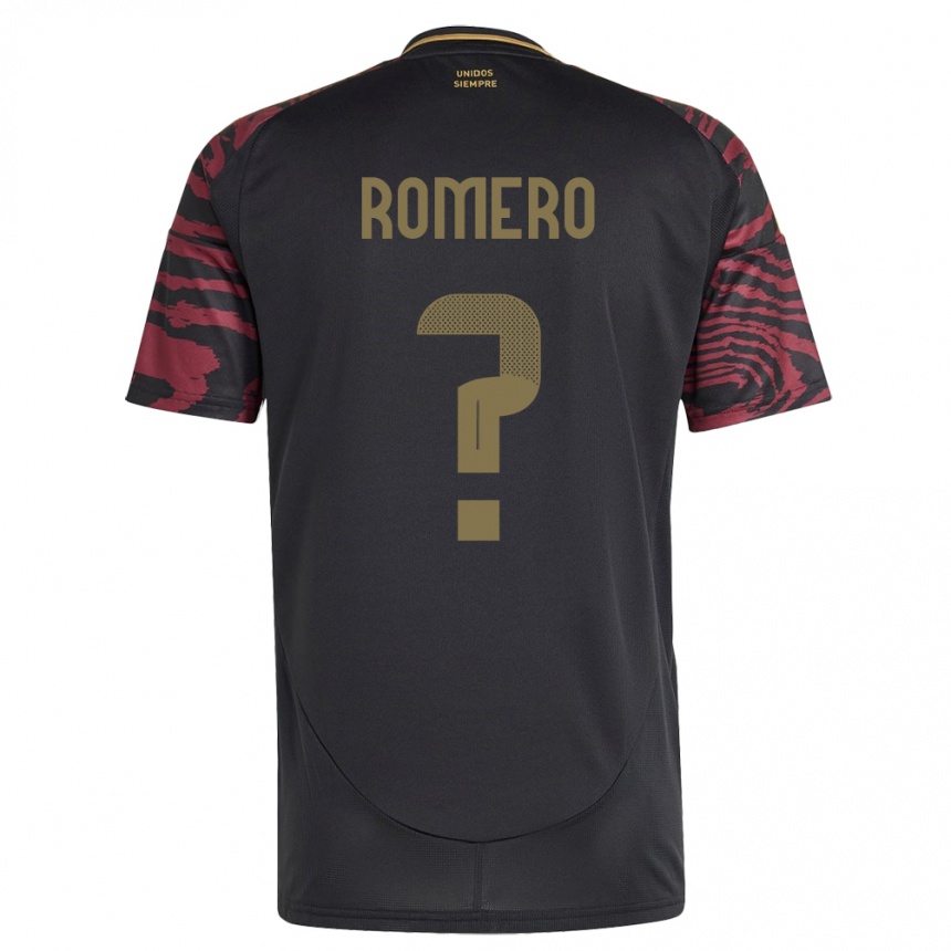 Gyermek Labdarúgás Peru José Romero #0 Fekete Idegenbeli Jersey 24-26 Mez Póló Ing