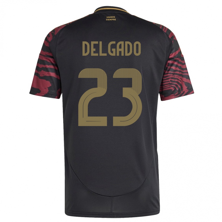 Gyermek Labdarúgás Peru Valentino Delgado #23 Fekete Idegenbeli Jersey 24-26 Mez Póló Ing