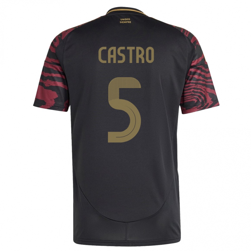 Gyermek Labdarúgás Peru Rosa Castro #5 Fekete Idegenbeli Jersey 24-26 Mez Póló Ing