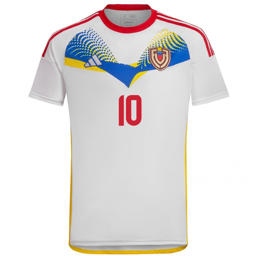 Gyermek Labdarúgás Venezuela Wikelman Carmona #10 Fehér Idegenbeli Jersey 24-26 Mez Póló Ing