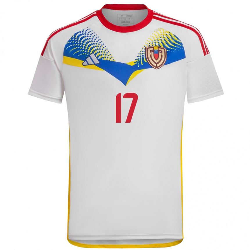 Gyermek Labdarúgás Venezuela Edson Castillo #17 Fehér Idegenbeli Jersey 24-26 Mez Póló Ing