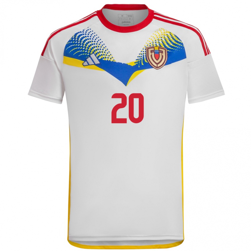 Gyermek Labdarúgás Venezuela Rómulo Otero #20 Fehér Idegenbeli Jersey 24-26 Mez Póló Ing