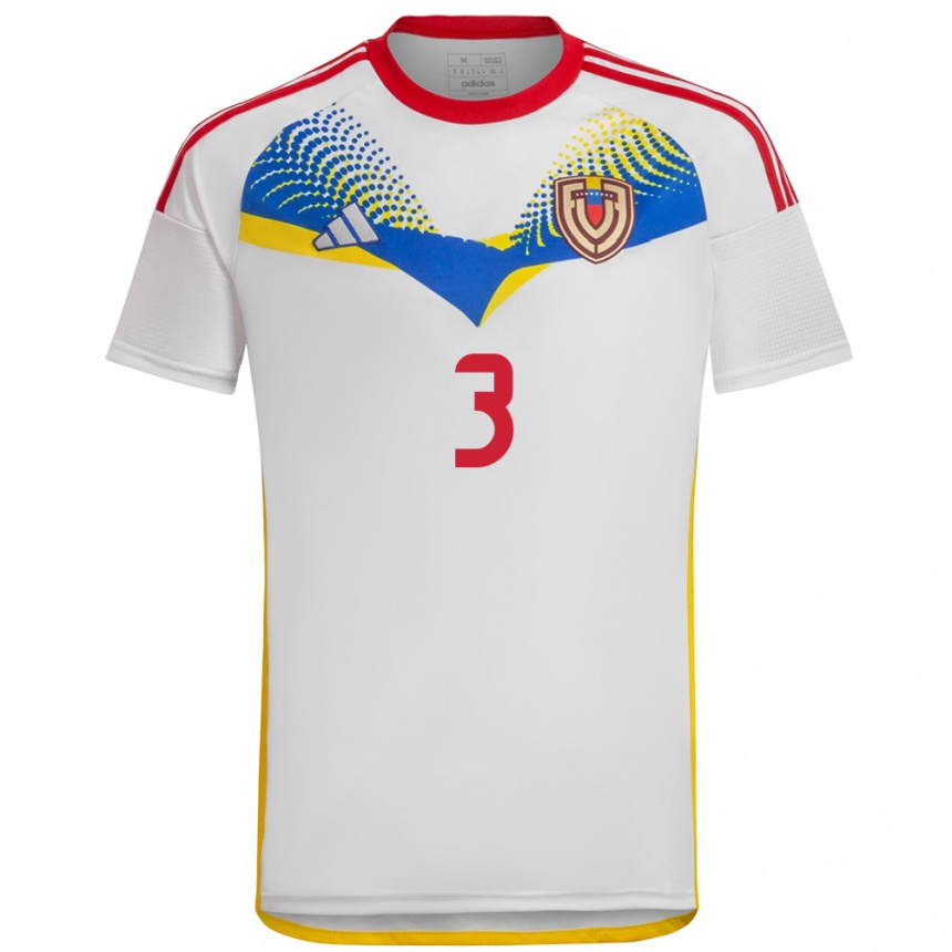 Gyermek Labdarúgás Venezuela Yordan Osorio #3 Fehér Idegenbeli Jersey 24-26 Mez Póló Ing