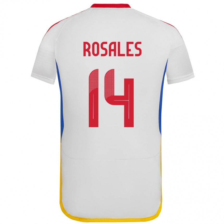 Gyermek Labdarúgás Venezuela Roberto Rosales #14 Fehér Idegenbeli Jersey 24-26 Mez Póló Ing