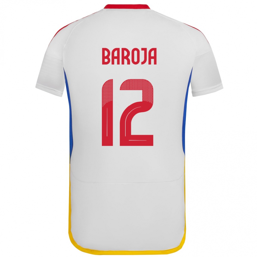 Gyermek Labdarúgás Venezuela Alain Baroja #12 Fehér Idegenbeli Jersey 24-26 Mez Póló Ing