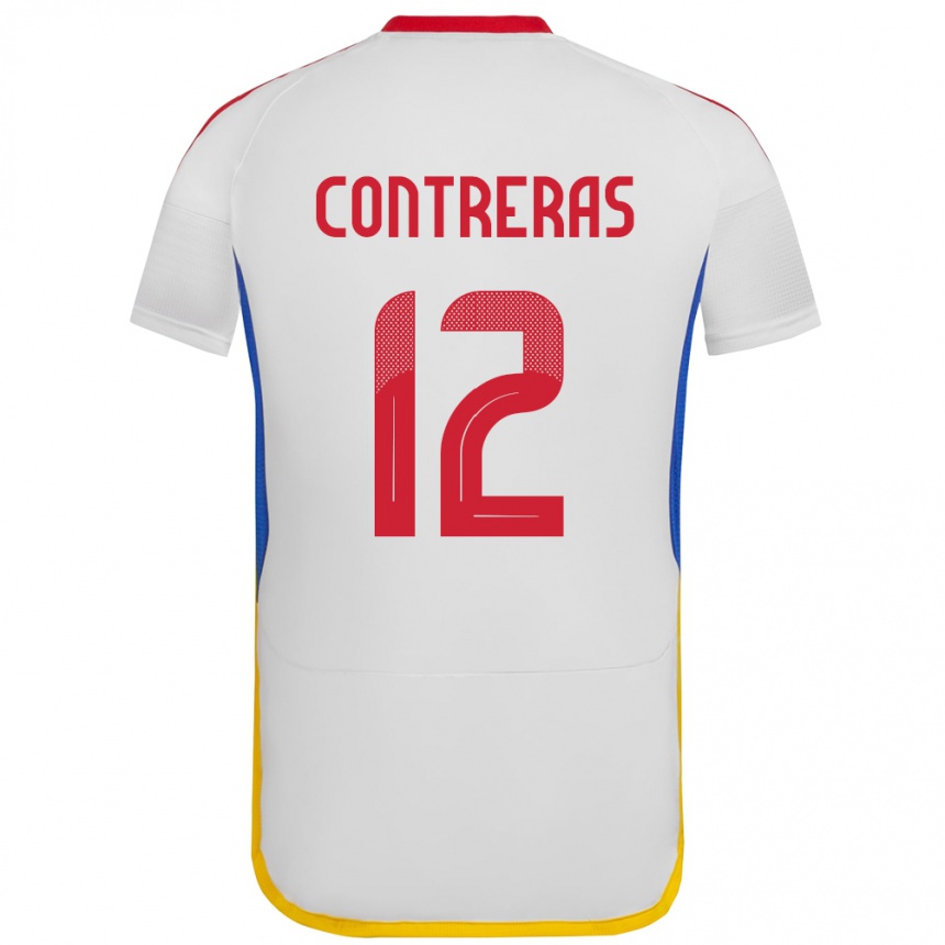 Gyermek Labdarúgás Venezuela José Contreras #12 Fehér Idegenbeli Jersey 24-26 Mez Póló Ing