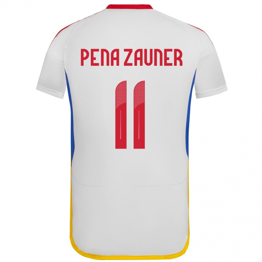 Gyermek Labdarúgás Venezuela Enrique Peña Zauner #11 Fehér Idegenbeli Jersey 24-26 Mez Póló Ing