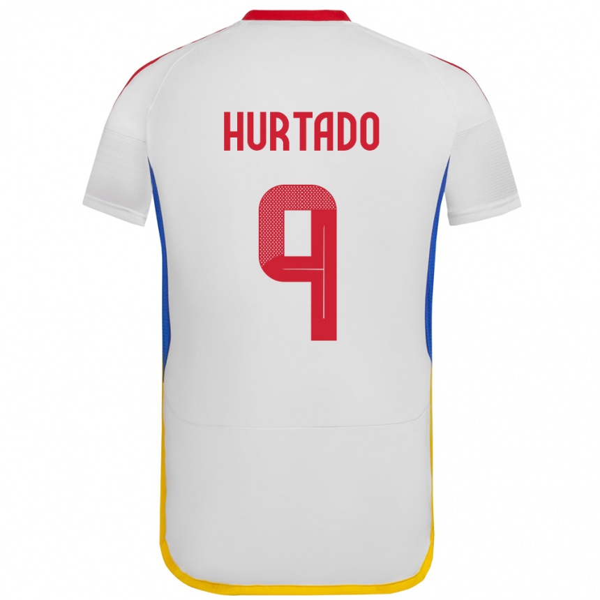 Gyermek Labdarúgás Venezuela Jan Hurtado #9 Fehér Idegenbeli Jersey 24-26 Mez Póló Ing