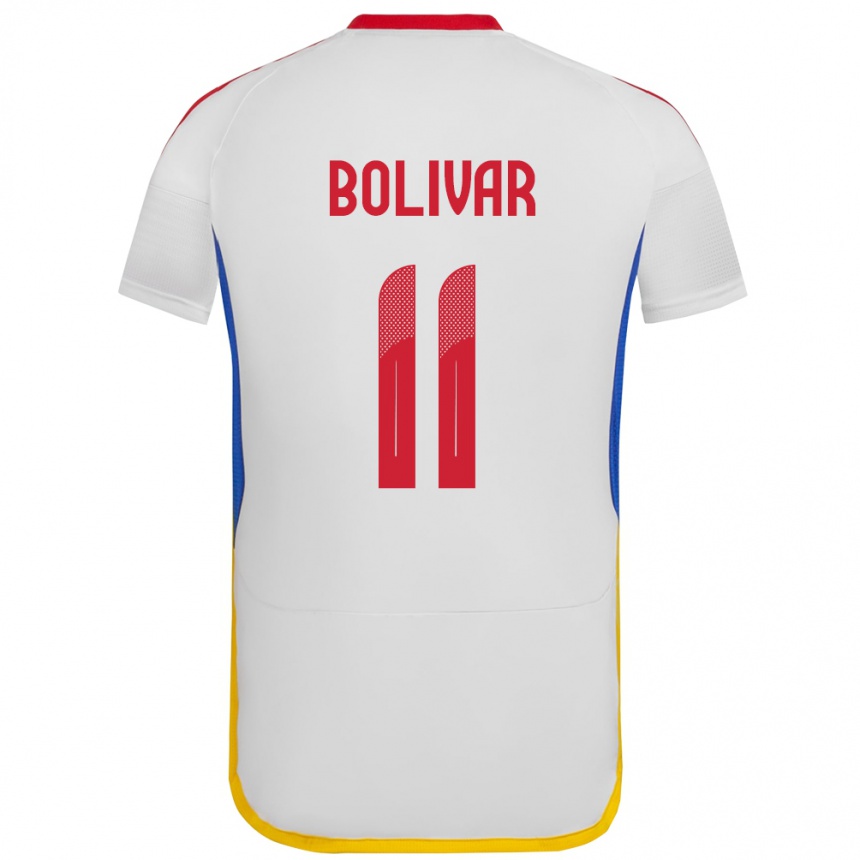 Gyermek Labdarúgás Venezuela Jovanny Bolívar #11 Fehér Idegenbeli Jersey 24-26 Mez Póló Ing