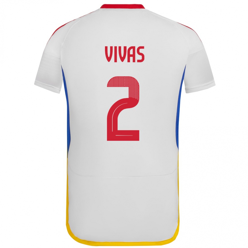 Gyermek Labdarúgás Venezuela Carlos Vivas #2 Fehér Idegenbeli Jersey 24-26 Mez Póló Ing