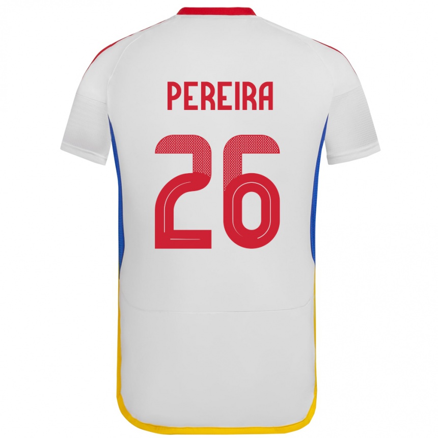 Gyermek Labdarúgás Venezuela Daniel Pereira #26 Fehér Idegenbeli Jersey 24-26 Mez Póló Ing