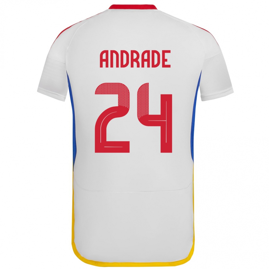 Gyermek Labdarúgás Venezuela Kervin Andrade #24 Fehér Idegenbeli Jersey 24-26 Mez Póló Ing