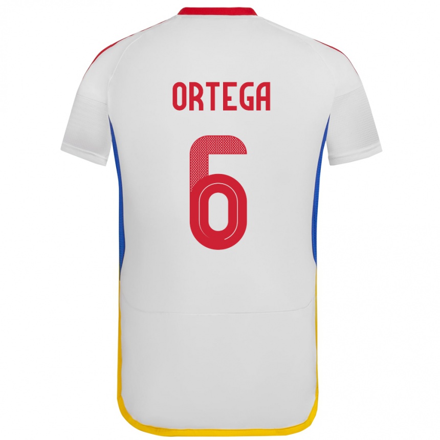 Gyermek Labdarúgás Venezuela Bryant Ortega #6 Fehér Idegenbeli Jersey 24-26 Mez Póló Ing