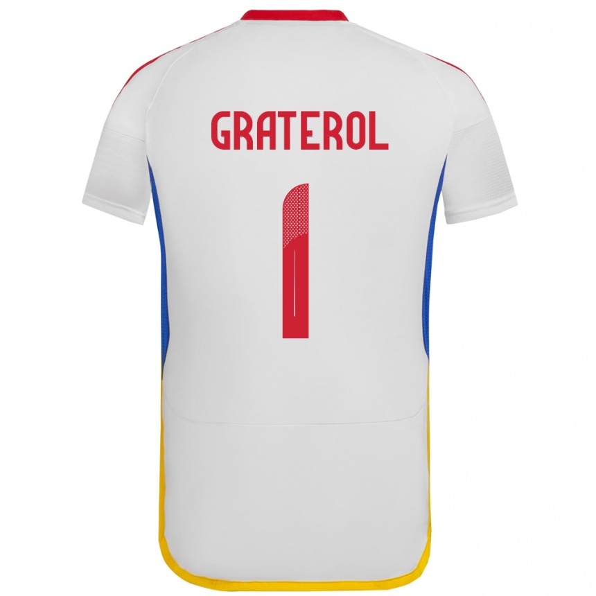 Gyermek Labdarúgás Venezuela Joel Graterol #1 Fehér Idegenbeli Jersey 24-26 Mez Póló Ing