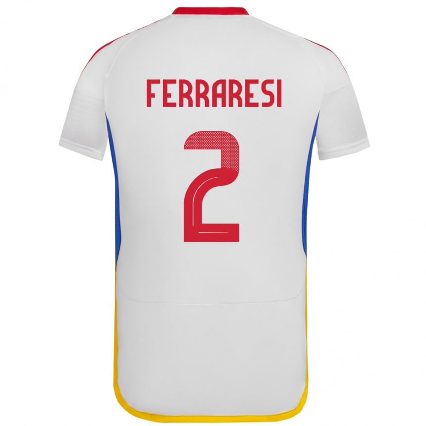 Gyermek Labdarúgás Venezuela Nahuel Ferraresi #2 Fehér Idegenbeli Jersey 24-26 Mez Póló Ing