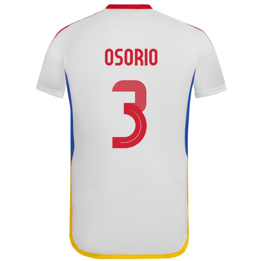 Gyermek Labdarúgás Venezuela Yordan Osorio #3 Fehér Idegenbeli Jersey 24-26 Mez Póló Ing