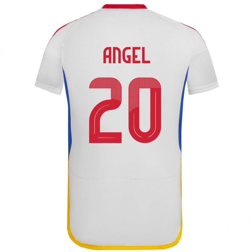 Gyermek Labdarúgás Venezuela Wilker Ángel #20 Fehér Idegenbeli Jersey 24-26 Mez Póló Ing