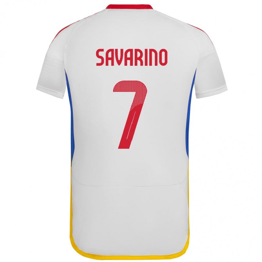 Gyermek Labdarúgás Venezuela Jefferson Savarino #7 Fehér Idegenbeli Jersey 24-26 Mez Póló Ing