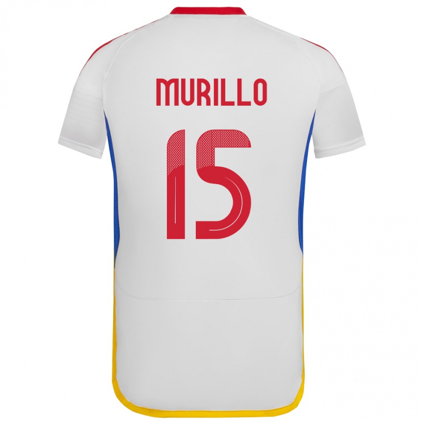 Gyermek Labdarúgás Venezuela Jhon Murillo #15 Fehér Idegenbeli Jersey 24-26 Mez Póló Ing