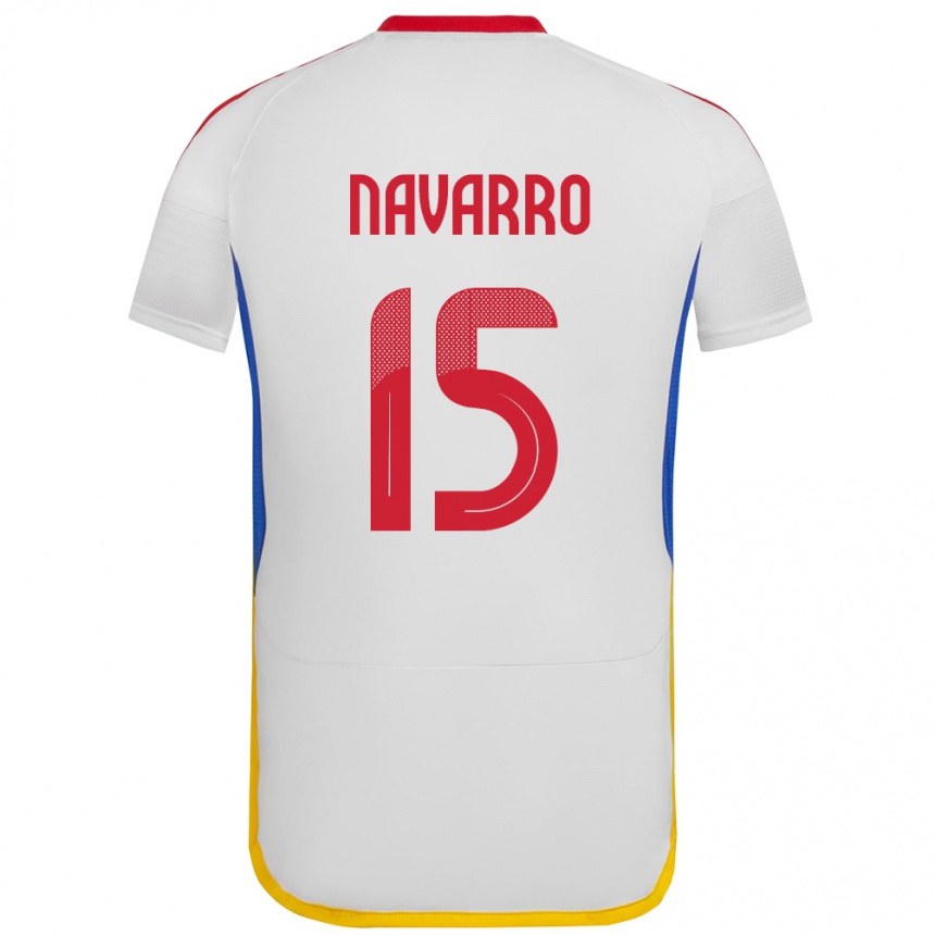 Gyermek Labdarúgás Venezuela Miguel Navarro #15 Fehér Idegenbeli Jersey 24-26 Mez Póló Ing